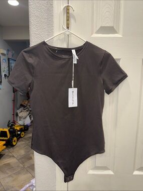 Athleta Short-Sleeve Charcoal Bodysuit